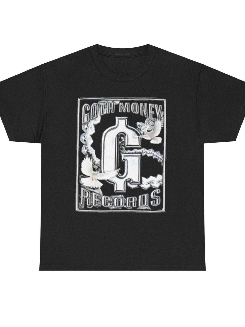 Embroidery Studio - Black Kray Goth Money T-shirt Goth