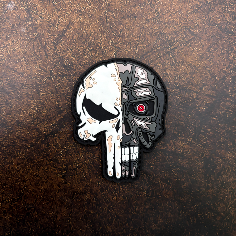 Embroidery Effect - A Dark Skull Pvc Sticker Patch,