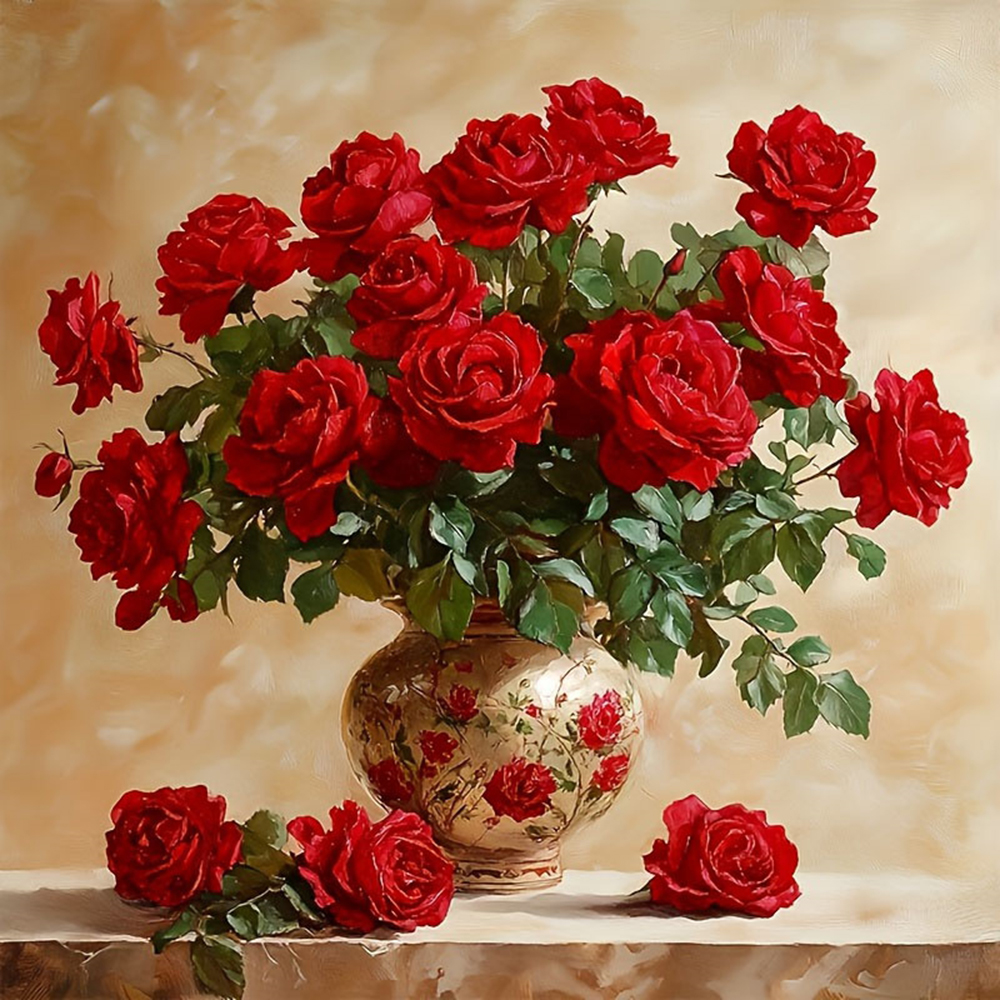 Embroidery Rose - Rose Diamond Painting Full Square Round