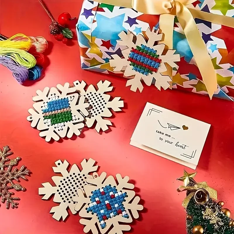 Embroidery Xmas Kits - 12Set Cross Stitch Hanging Pendant Gingerbread