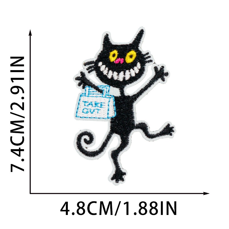 Funny Black Cat Round Heart Ir – обзор и цена Embroidery On Black Shirt
