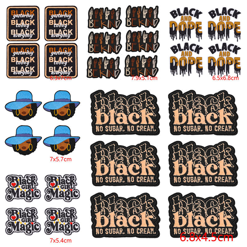 10PCS/Lots Black Girl Magic Co – обзор и цена Embroidery On Black Shirt