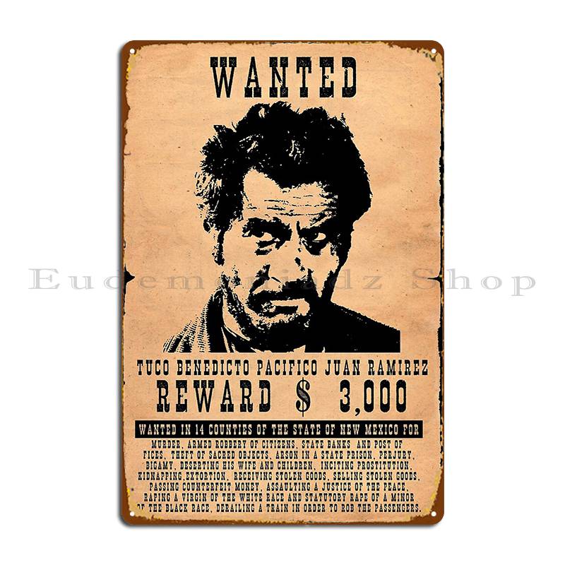 Wanted Tuco Ramirez Metal Sign – обзор и цена Embroidery Studio