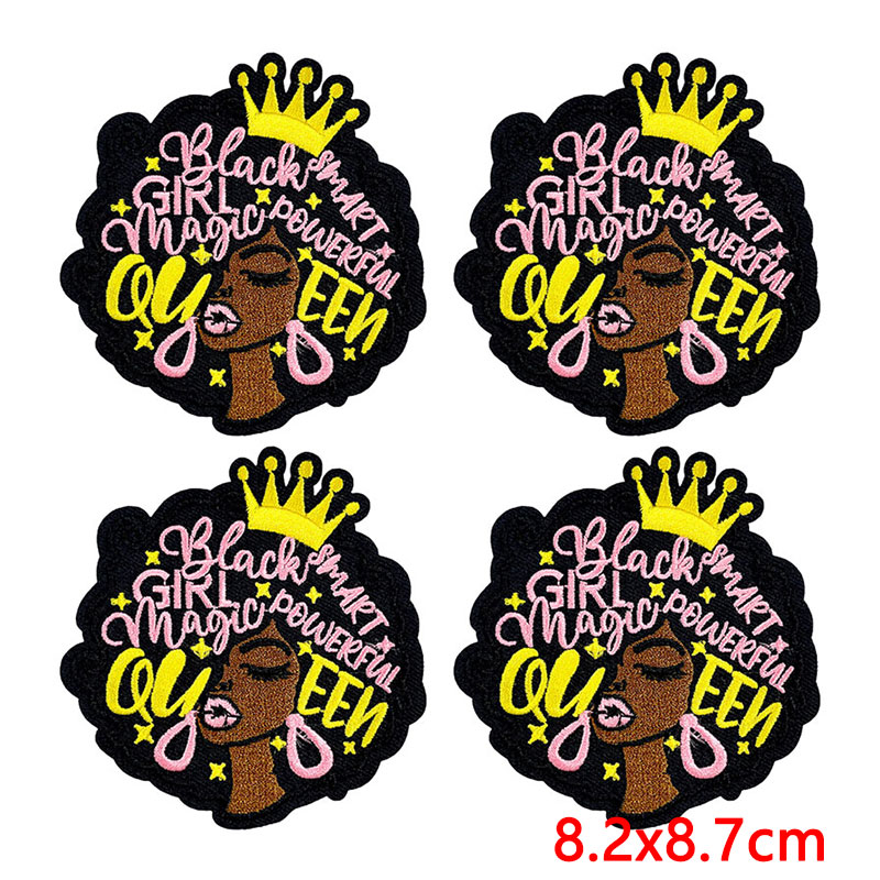 10PCS/Lot Cool Black Girl Magi – обзор и цена Embroidery On Black Shirt