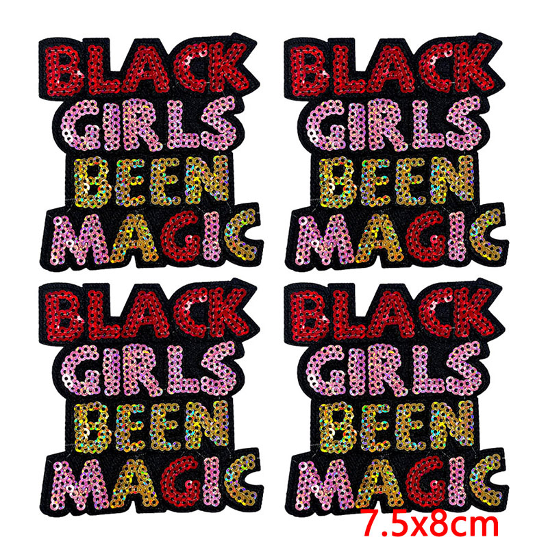 10PCS/Lot Cool Black Girl Magi – обзор и цена Embroidery On Black Shirt