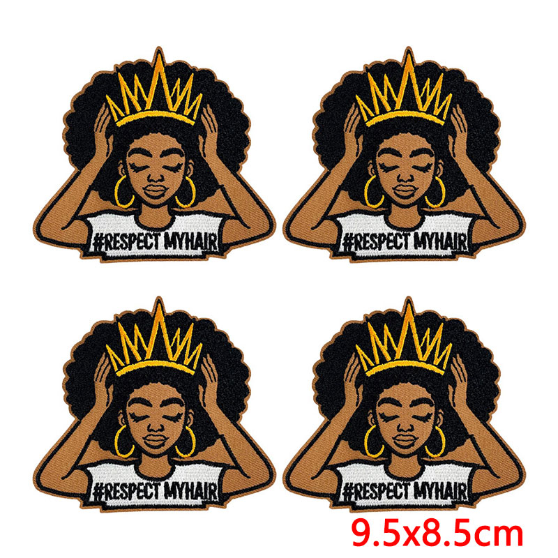 10PCS/Lot Cool Black Girl Magi – обзор и цена Embroidery On Black Shirt