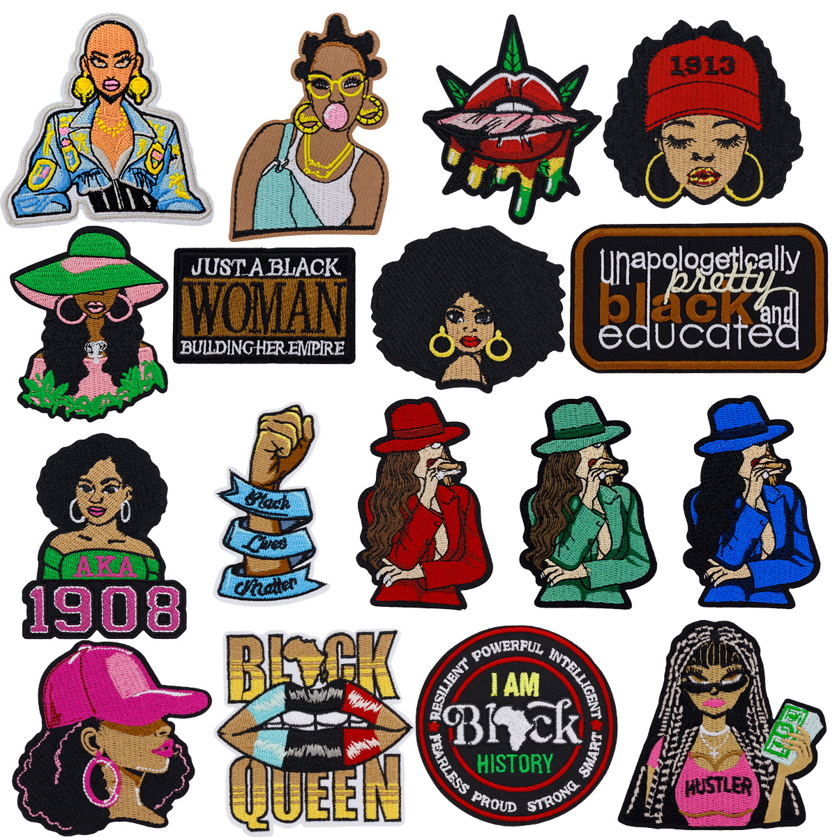 Cartoon Fashion Black Girl Wom – обзор и цена Embroidery On Black Shirt