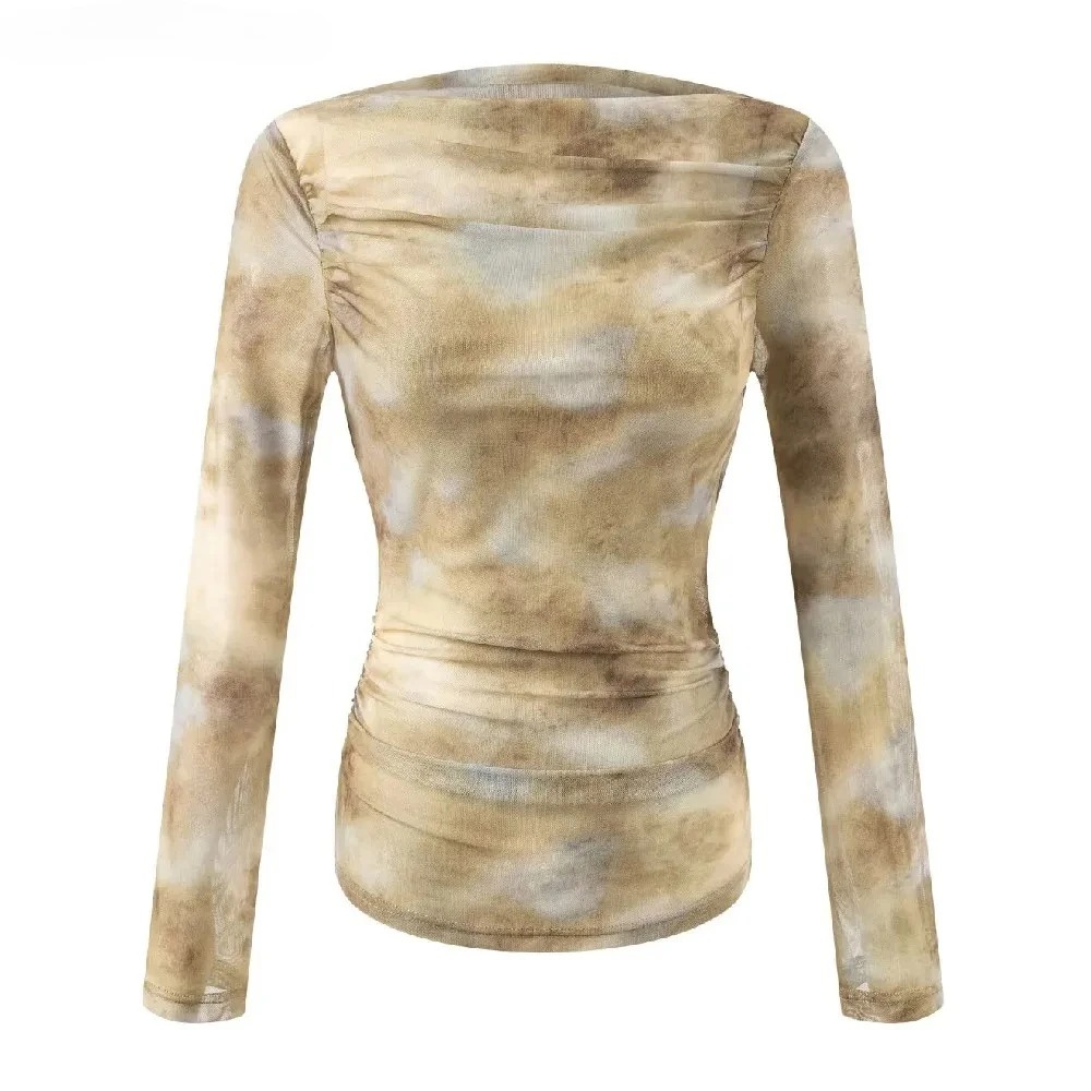 2025 Sexy Tie-Dye Print Ruched – обзор и цена Embroidery Tshirt