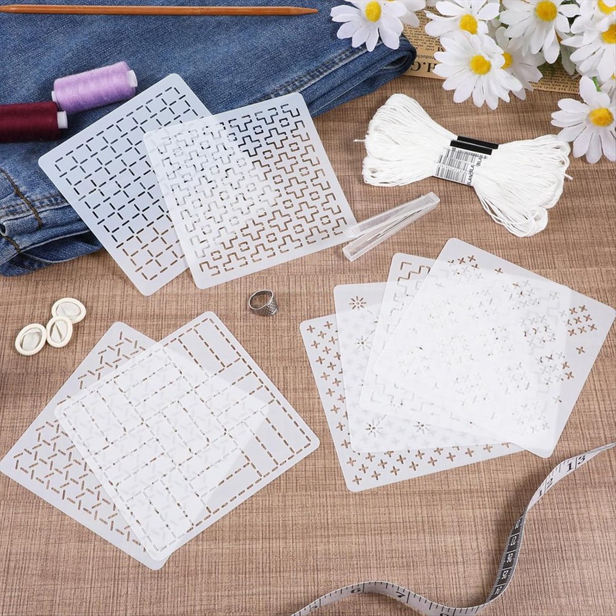 AT16 24Pcs Plastic -Stencil Ki – обзор и цена Embroidery X Pattern