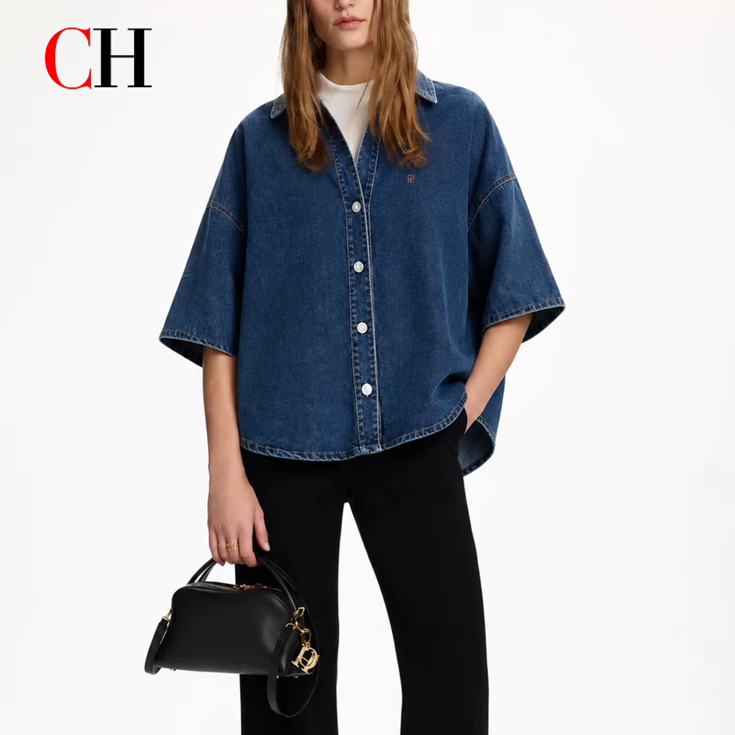 CH Letter Embroidered Solid Co – обзор и цена Embroidery Tshirt
