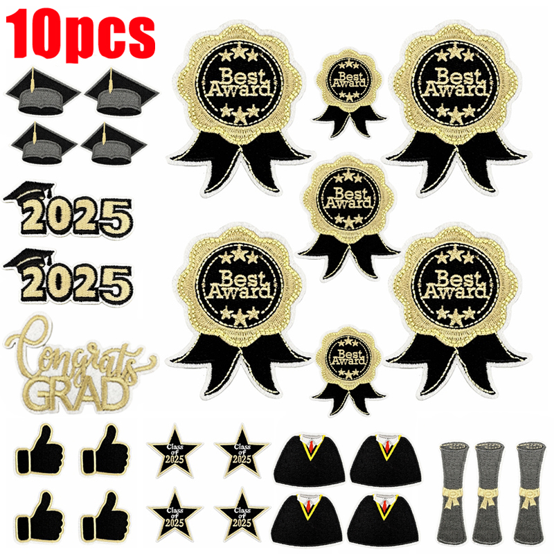 10PCS/lots Black Gold Graduati – обзор и цена Embroidery On Black Shirt