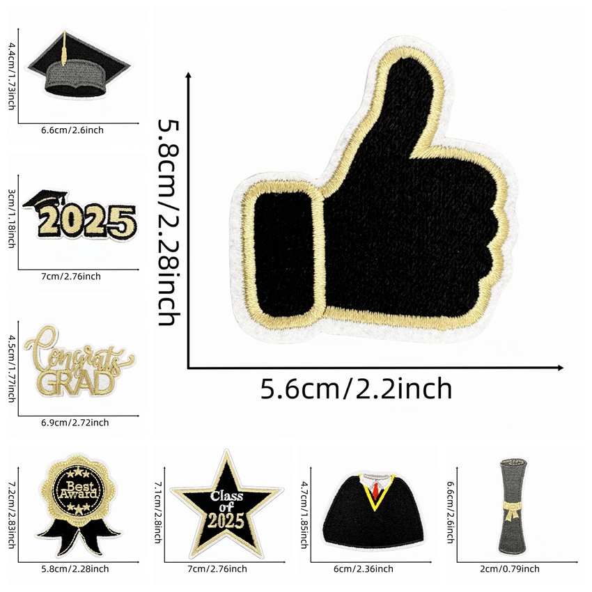 10PCS/lots Black Gold Graduati – обзор и цена Embroidery On Black Shirt