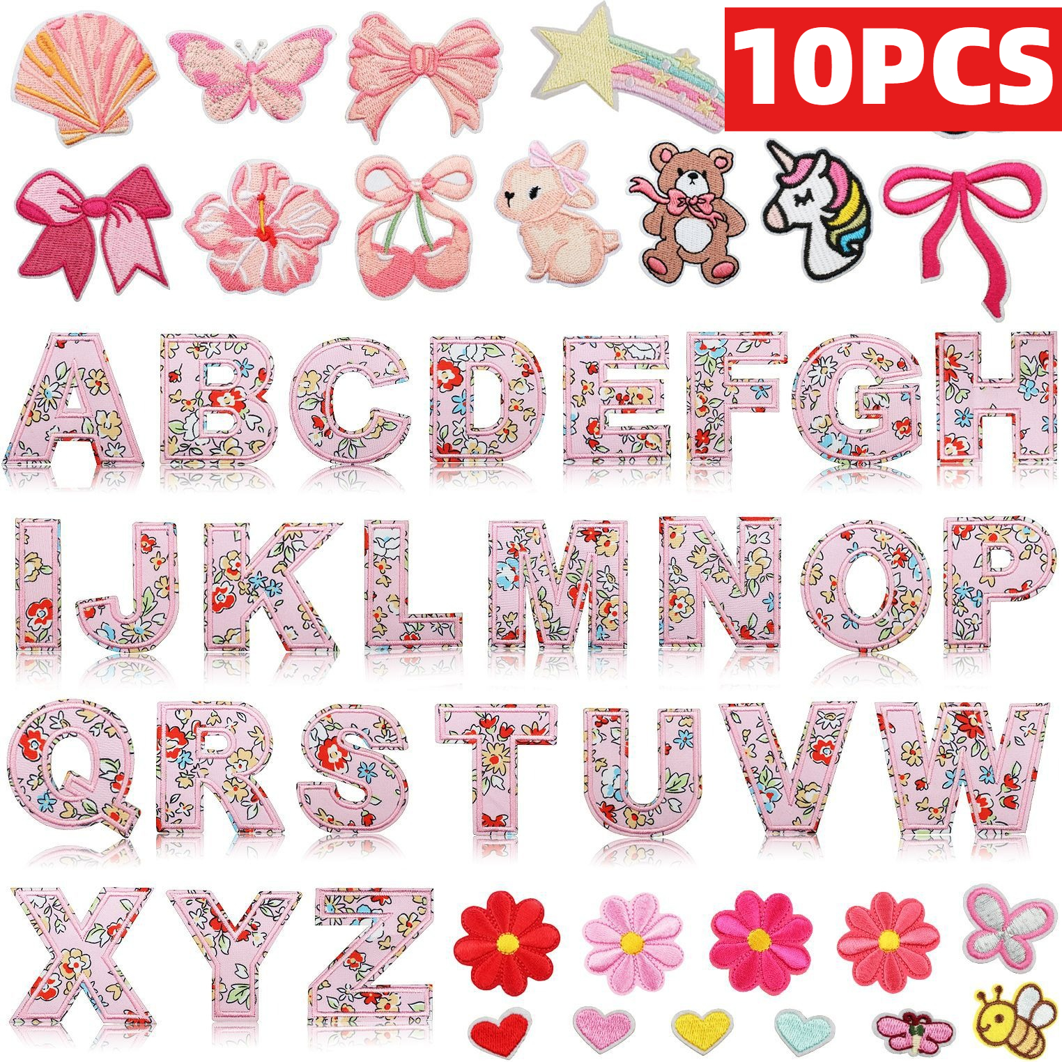 10PCS English Letter Pink Patt – обзор и цена Embroidery Alphabet Designs