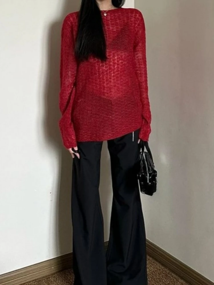 Y2K See-Through Knitted Women' – обзор и цена Embroidery Tshirt